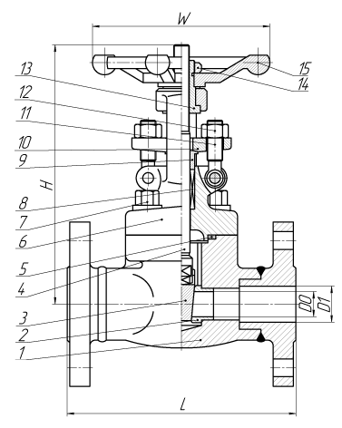 Чертеж - Задвижки кованные ЗКС 1,6 МПа. Задвижки кованные ЗКС 1,6 МПа 31с41ж (31лс77)